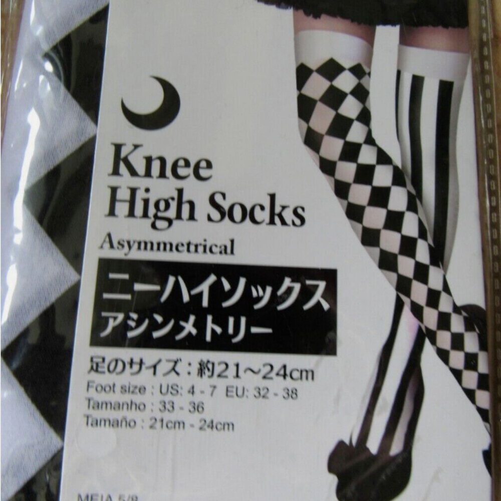 Lot 2 pairs of socks, 1.Daiso japan Knee High Socks, foot size:US 4-7; Nylon